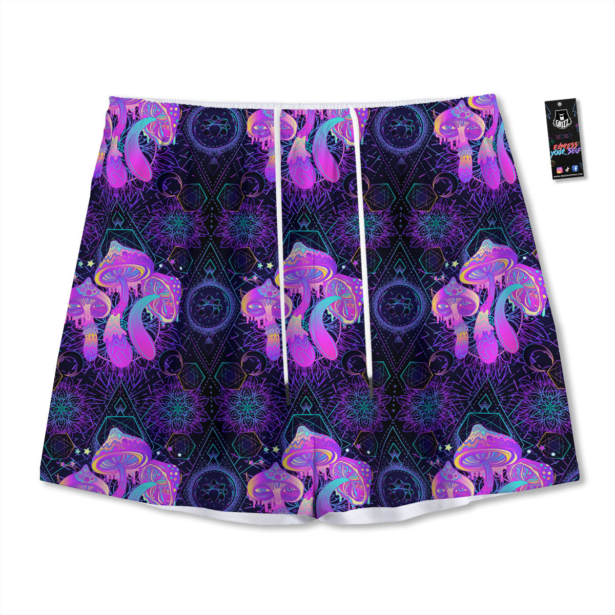Mushroom Psychedelic Print Pattern Mesh Shorts-grizzshop