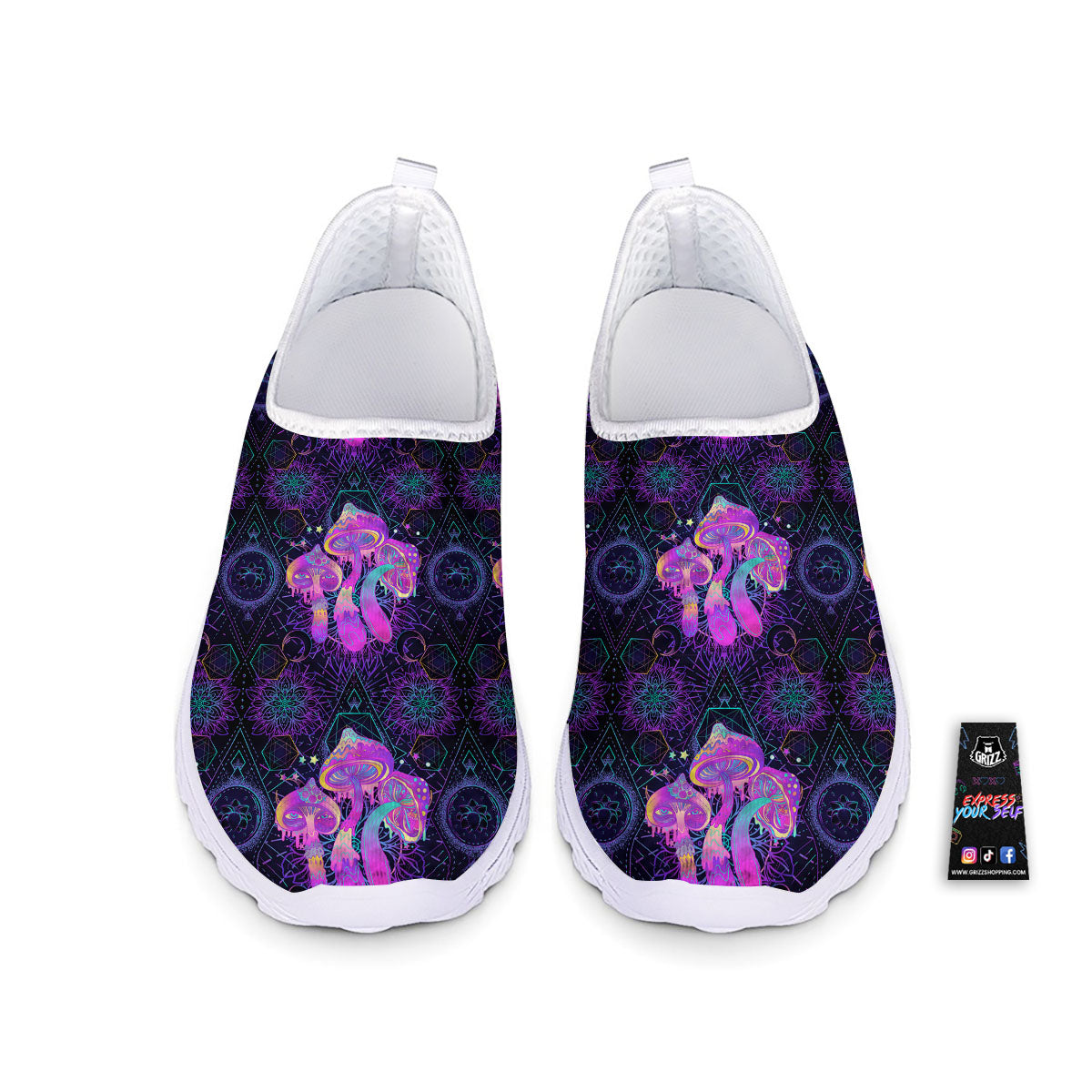 Mushroom Psychedelic Print Pattern Nurse Shoes-grizzshop
