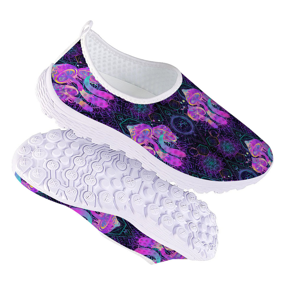 Mushroom Psychedelic Print Pattern Nurse Shoes-grizzshop