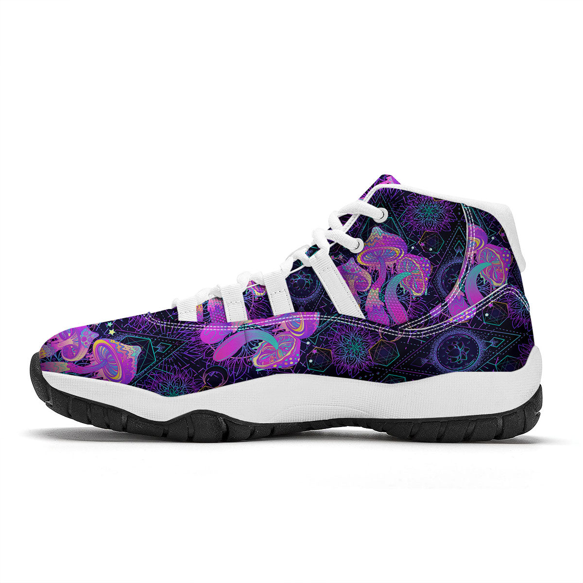 Mushroom Psychedelic Print Pattern White Bball Shoes-grizzshop