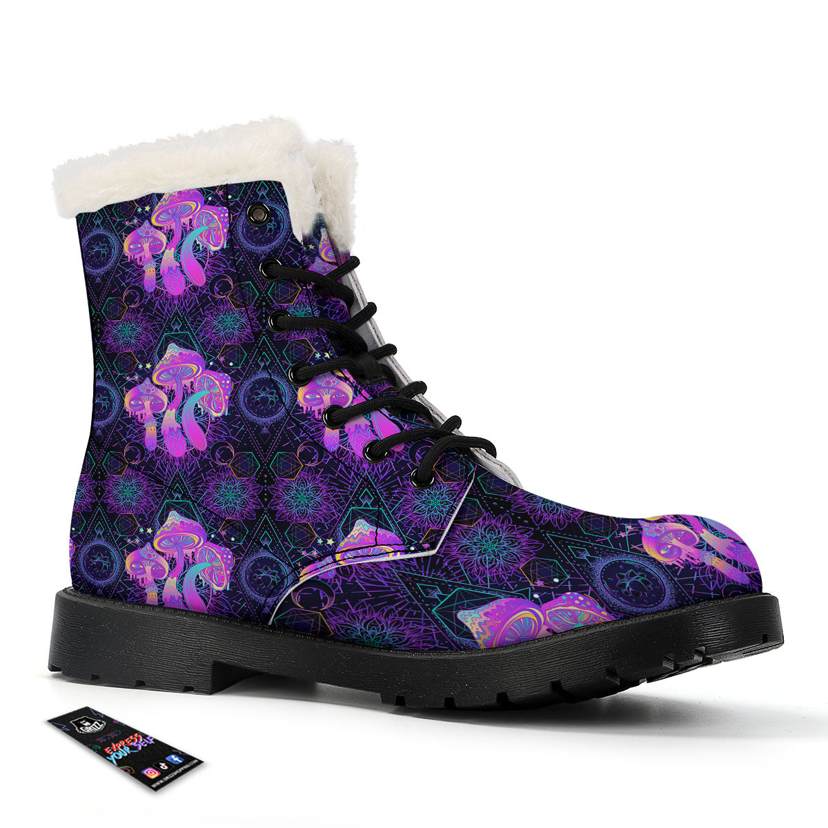 Mushroom Psychedelic Print Pattern Winter Boots-grizzshop