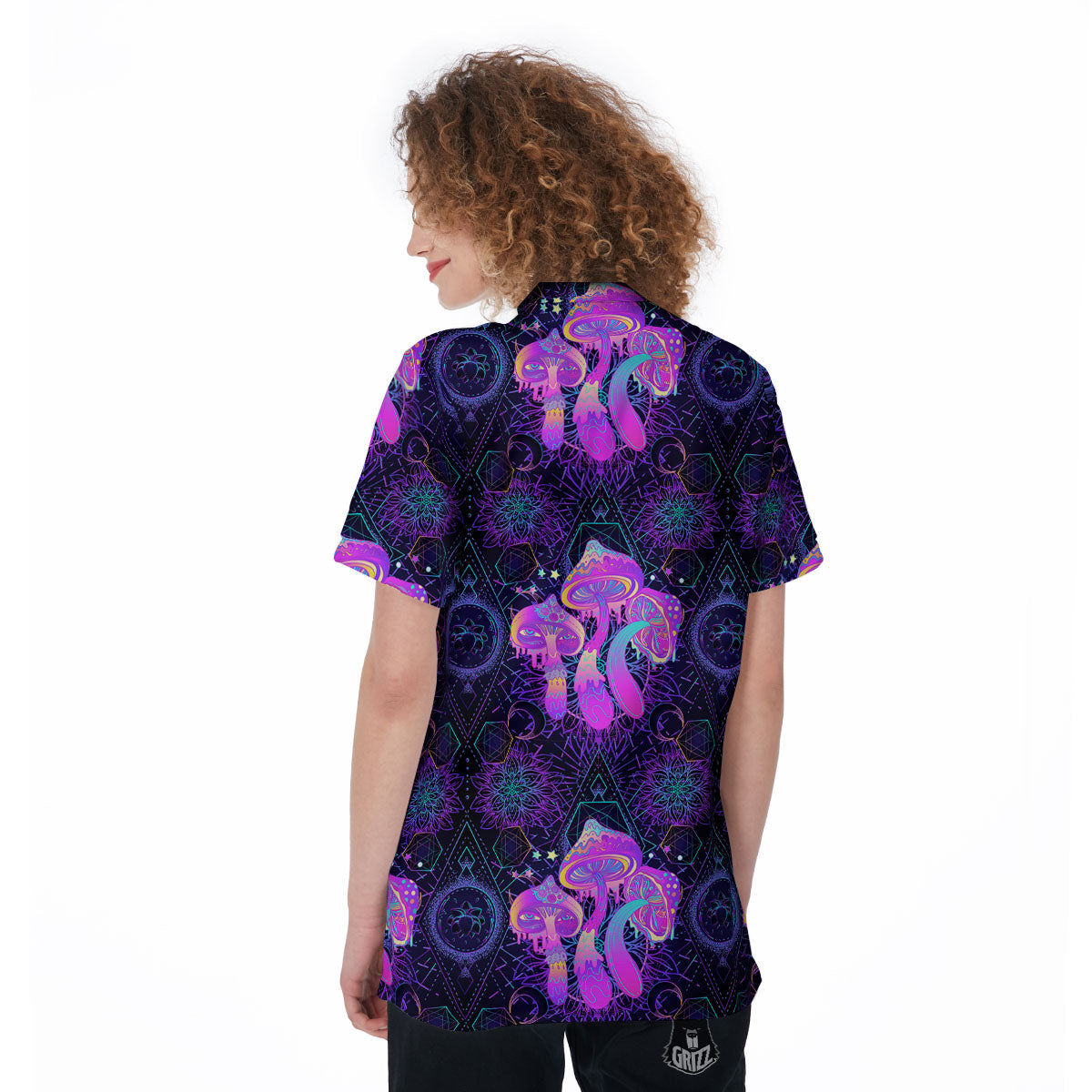 Mushroom Psychedelic Print Pattern Women's Golf Shirts-grizzshop
