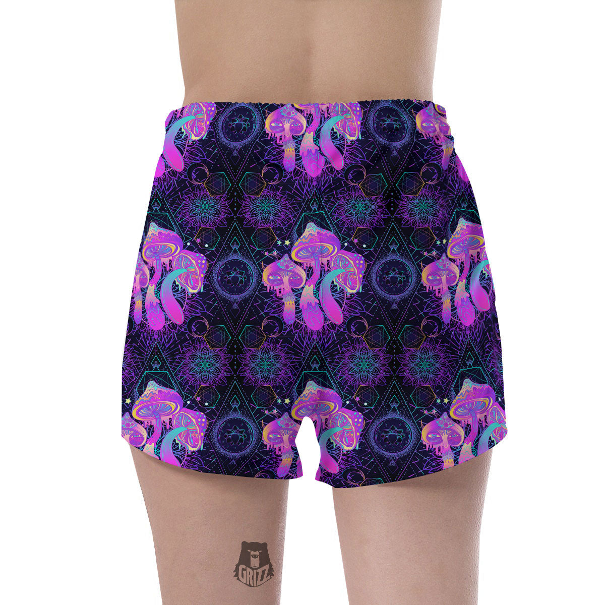Mushroom Psychedelic Print Pattern Women's Shorts-grizzshop