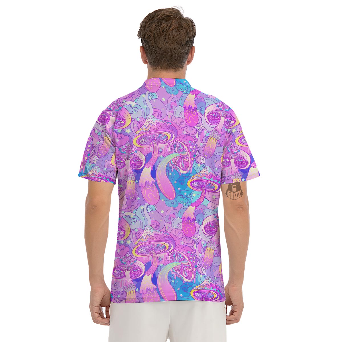 Mushroom Psychedelic Trippy Men's Golf Shirts-grizzshop