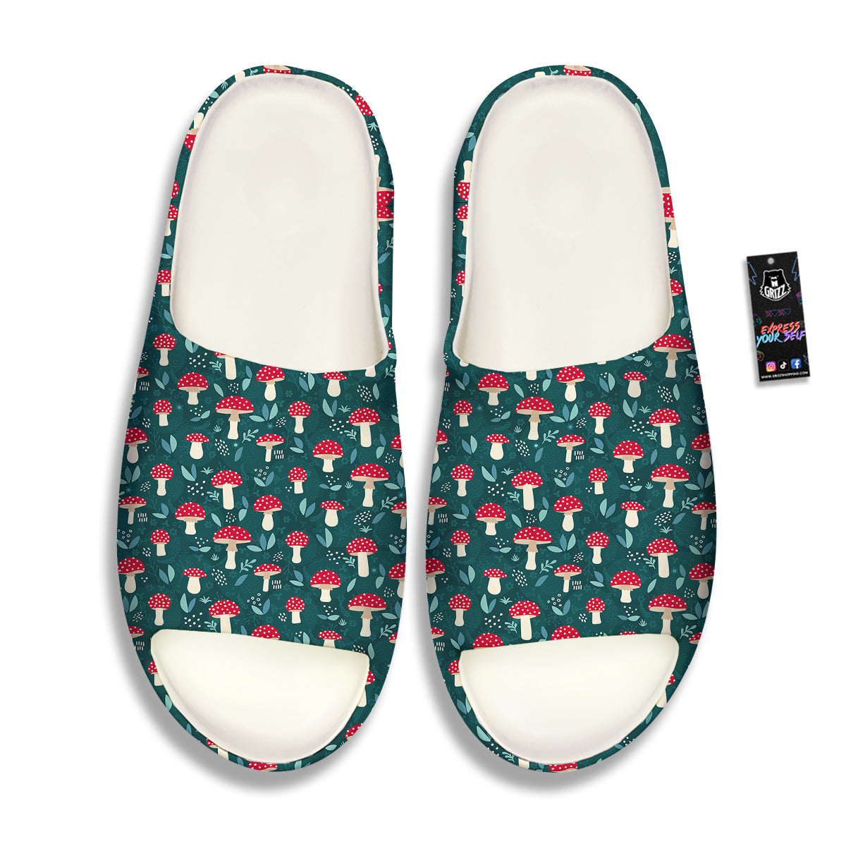 Mushroom Cute Print Pattern Sandals-grizzshop
