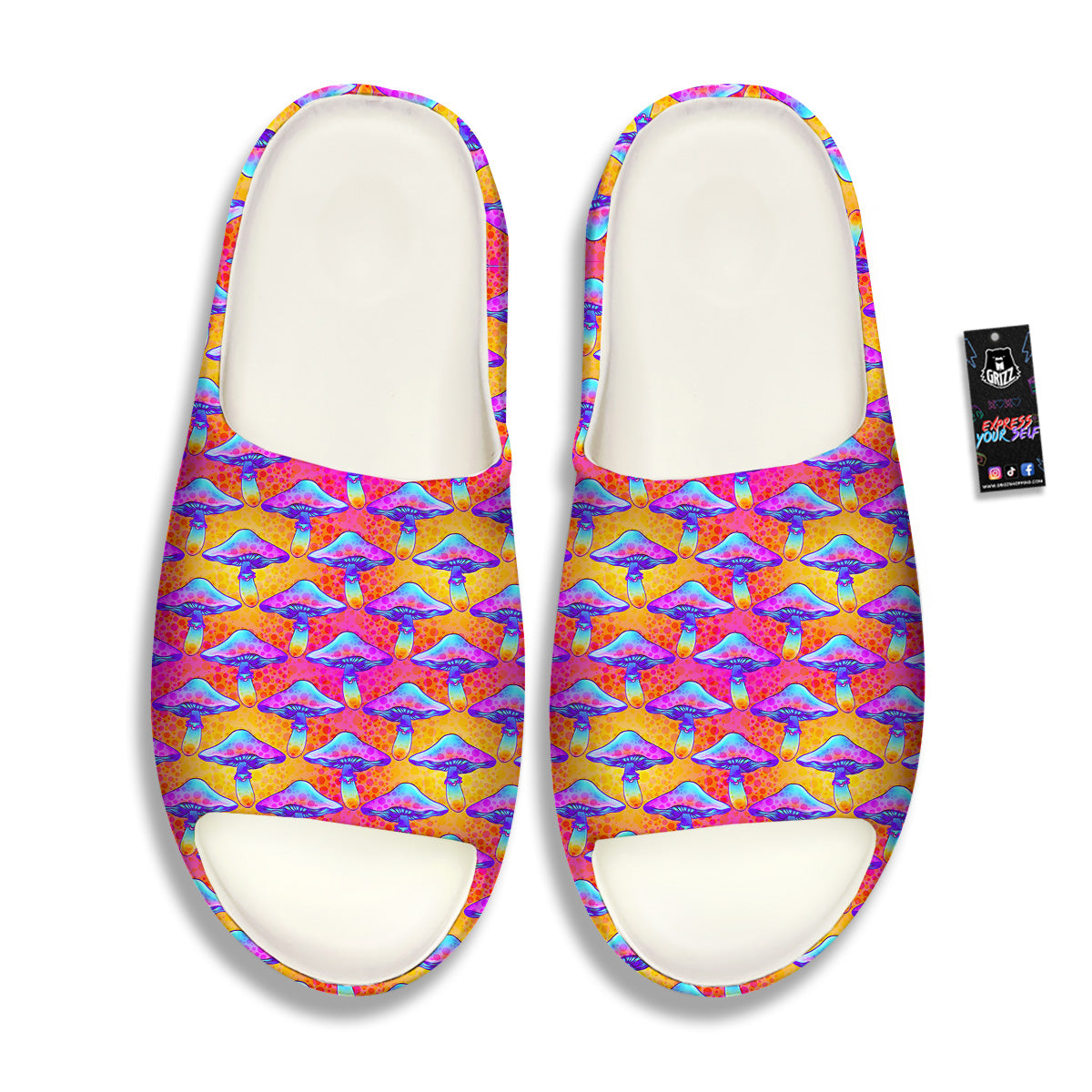 Mushroom Psychedelic Hippie Print Pattern Sandals-grizzshop