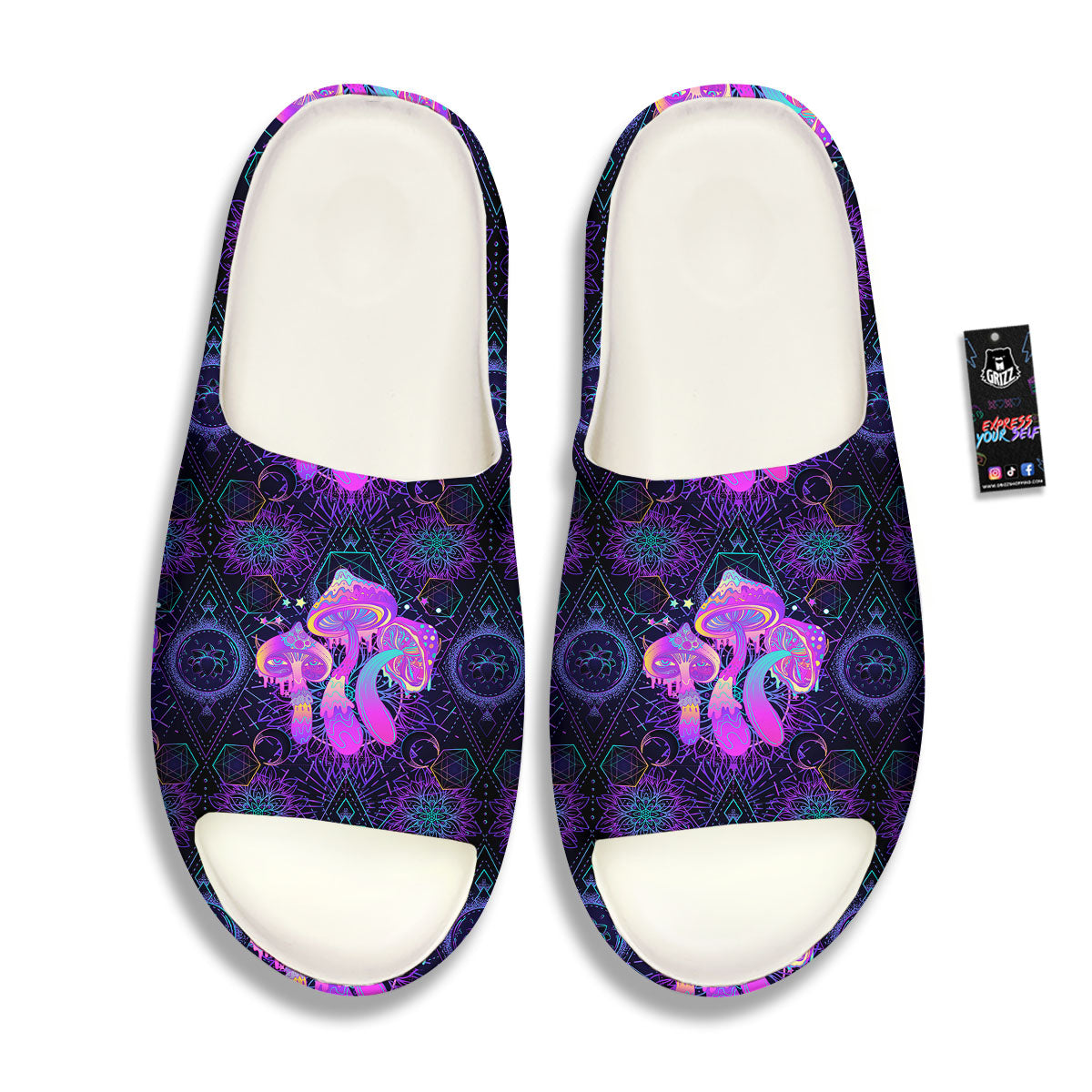 Mushroom Psychedelic Print Pattern Sandals-grizzshop