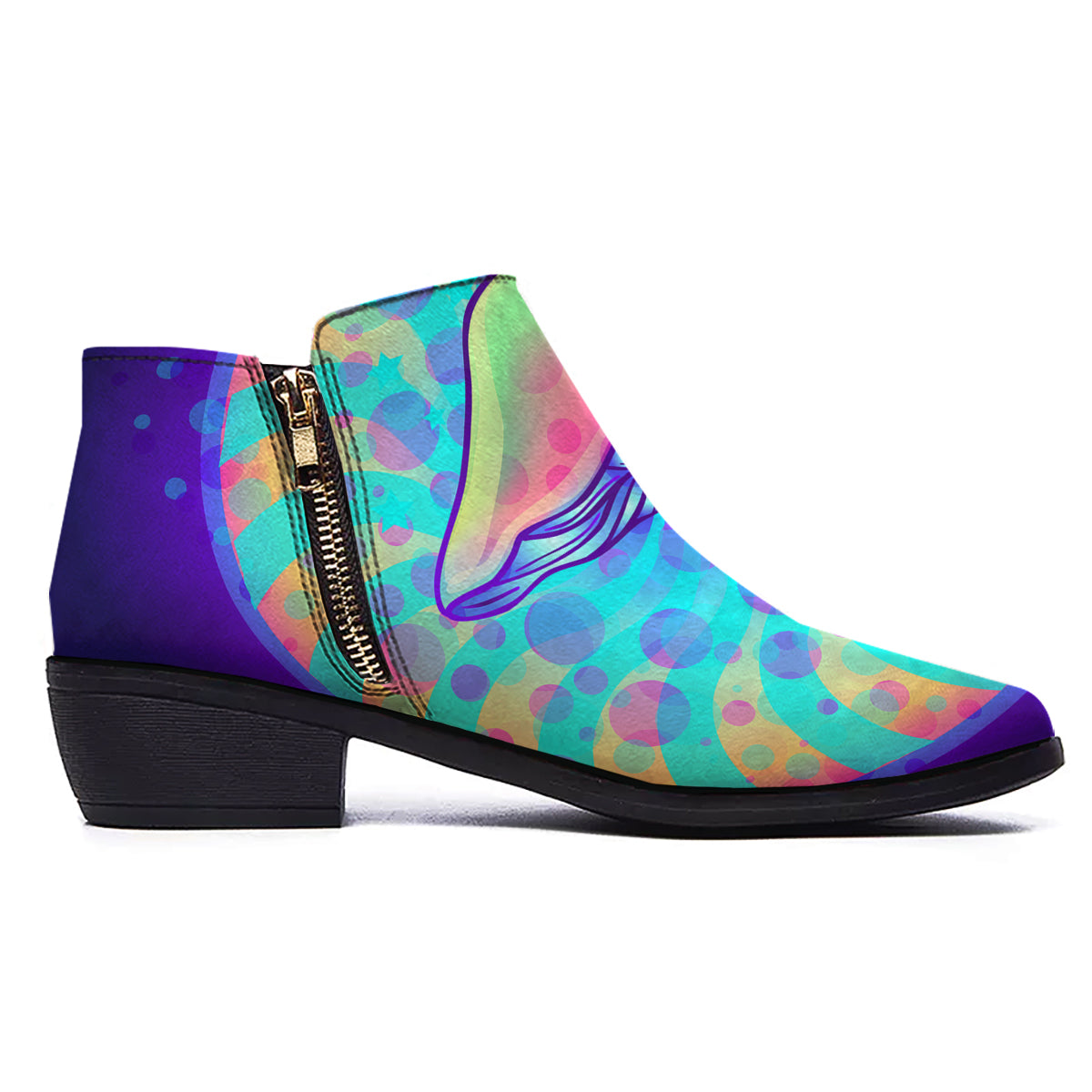 Mushrooms Psychedelic Print Ankle Boots-grizzshop