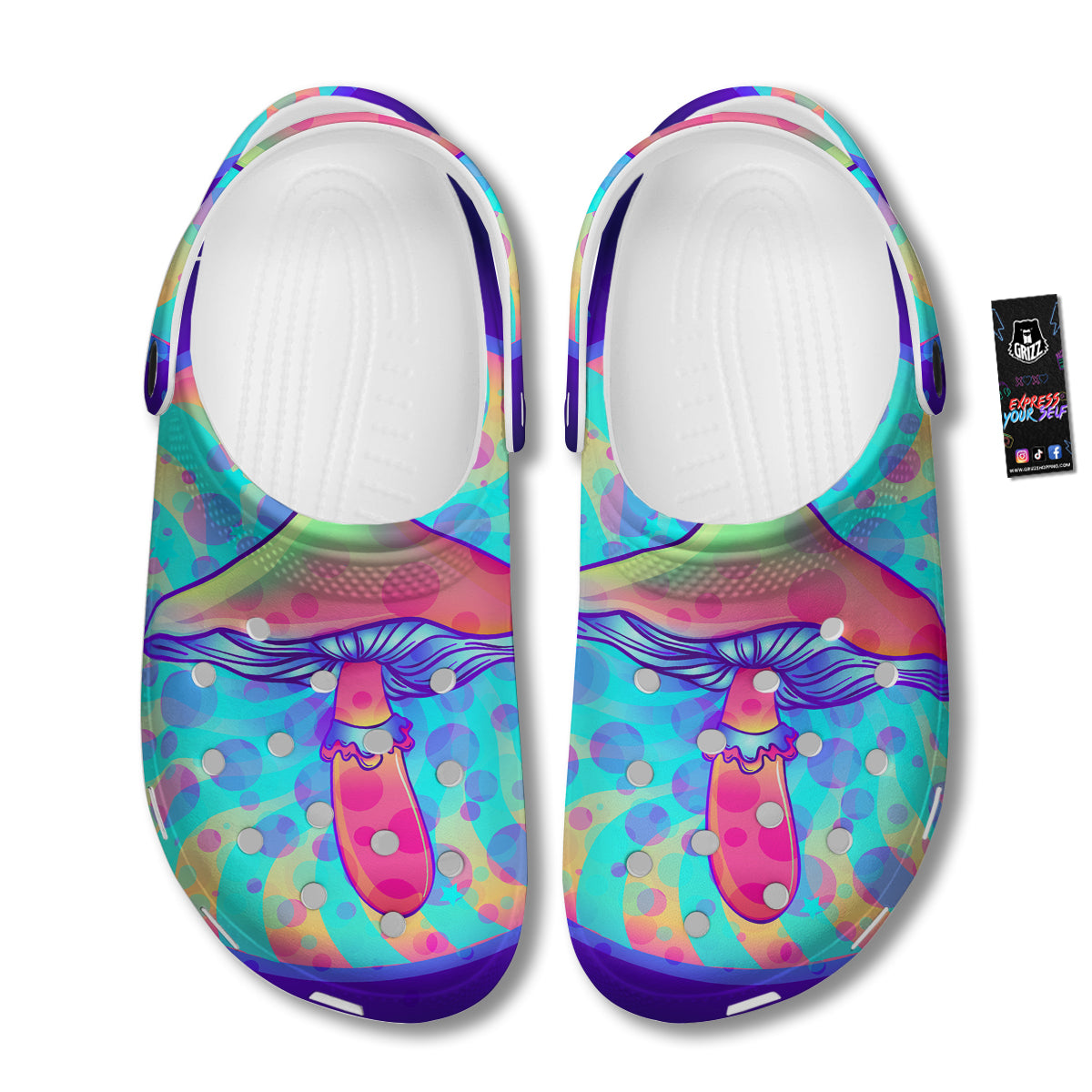 Mushrooms Psychedelic Print Clog-grizzshop