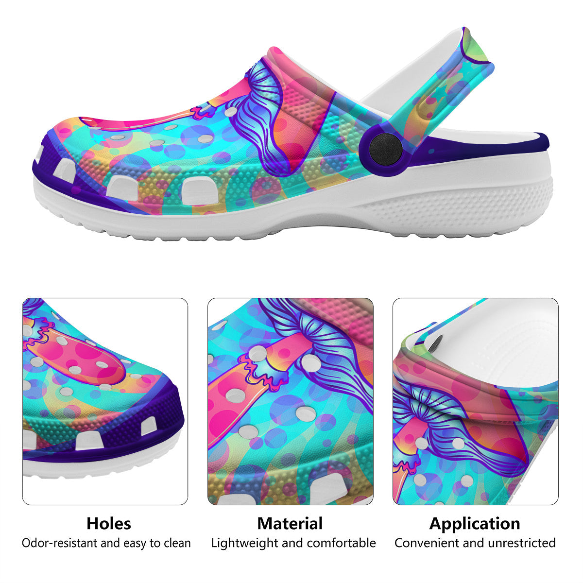 Mushrooms Psychedelic Print Clog-grizzshop