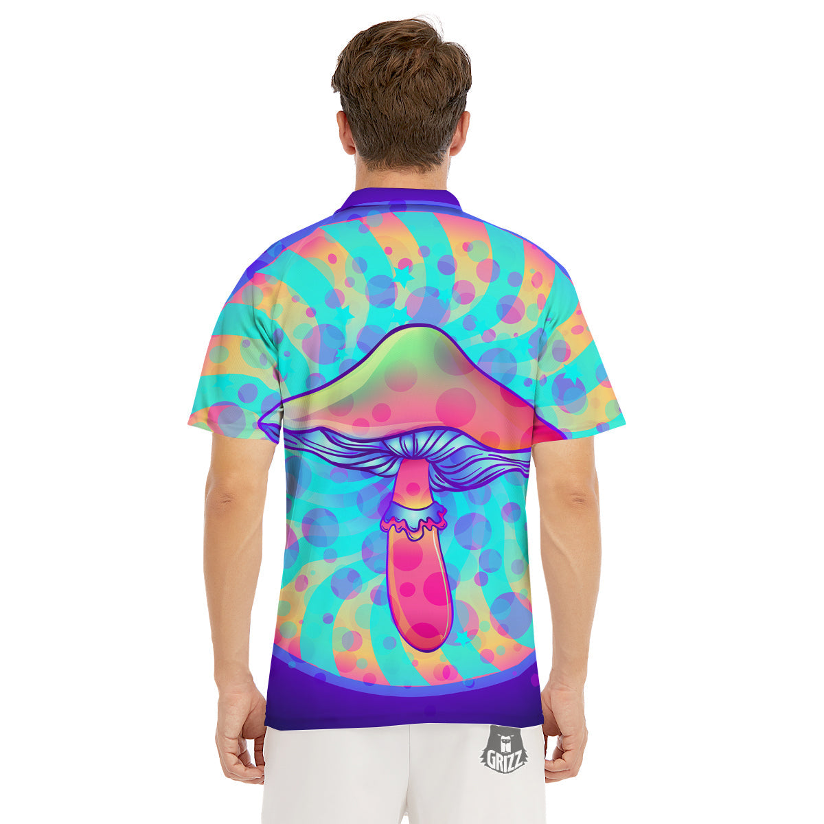 Mushrooms Psychedelic Print Men's Golf Shirts-grizzshop