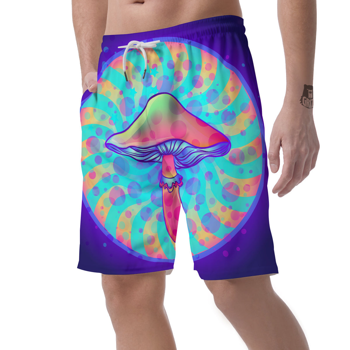 Mushrooms Psychedelic Print Men's Shorts-grizzshop