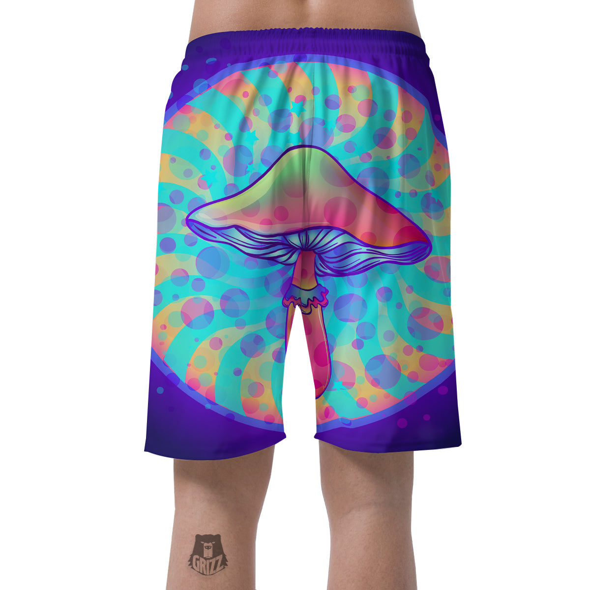 Mushrooms Psychedelic Print Men's Shorts-grizzshop