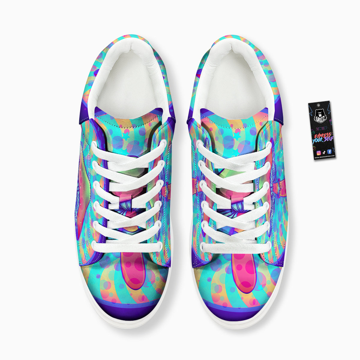 Mushrooms Psychedelic Print Platform Shoes-grizzshop