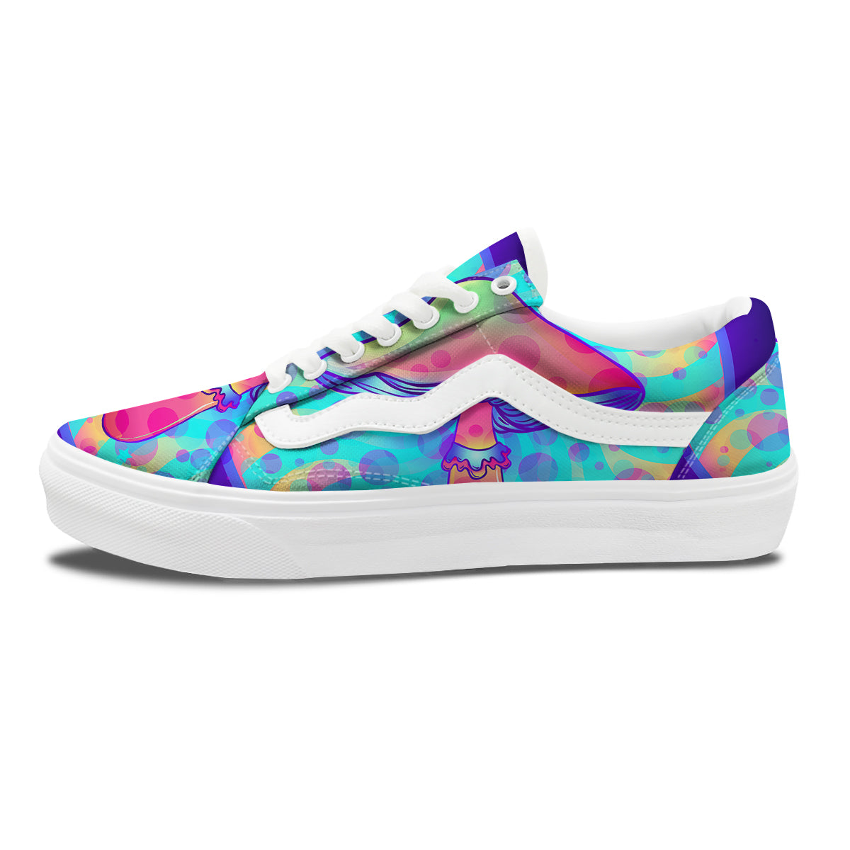 Mushrooms Psychedelic Print Skate Shoes-grizzshop