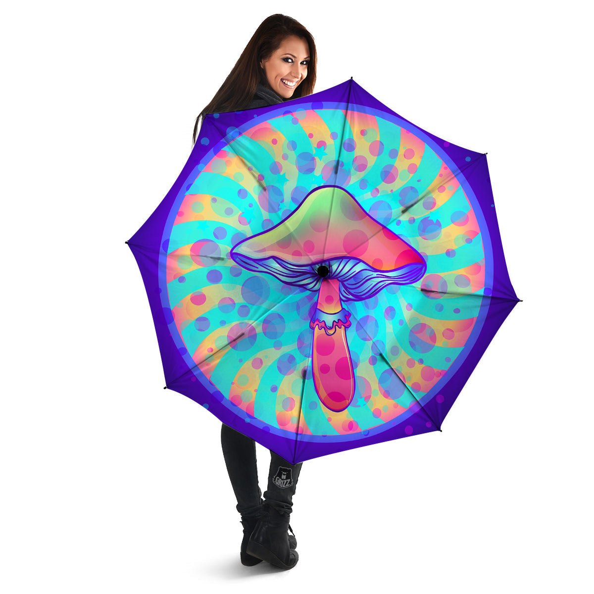 Mushrooms Psychedelic Print Umbrella-grizzshop
