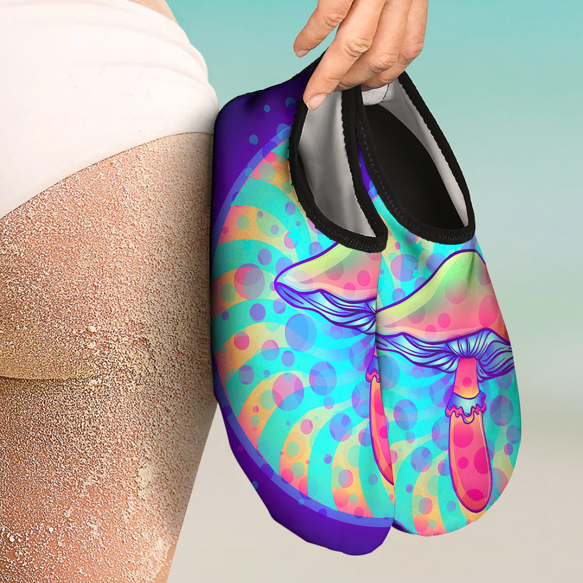 Mushrooms Psychedelic Print Water Shoes-grizzshop