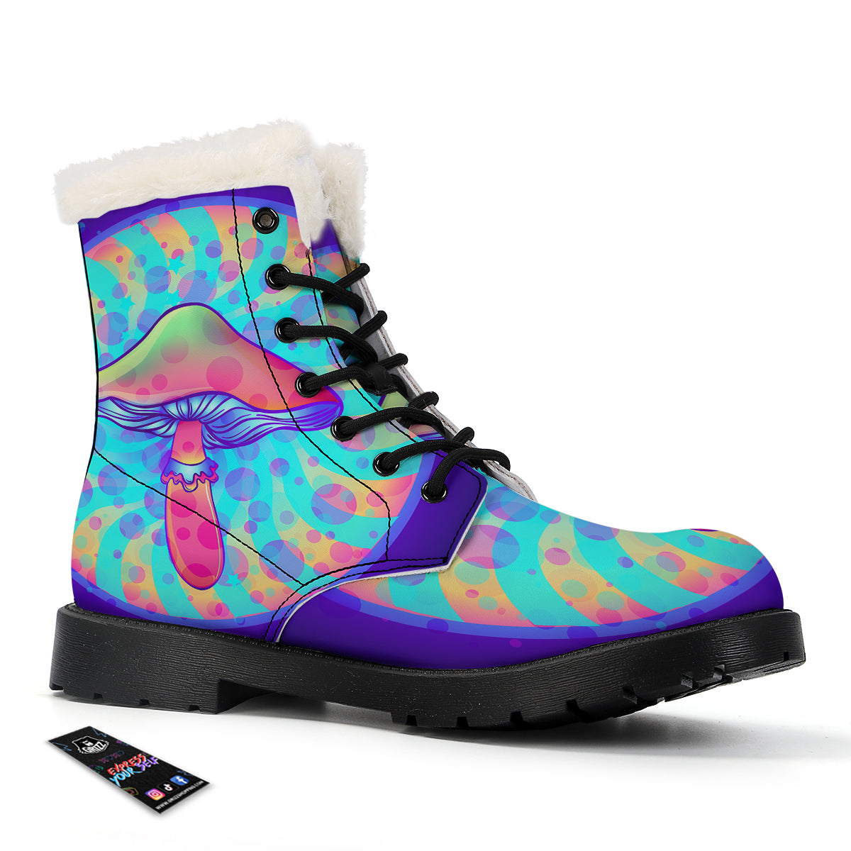 Mushrooms Psychedelic Print Winter Boots-grizzshop