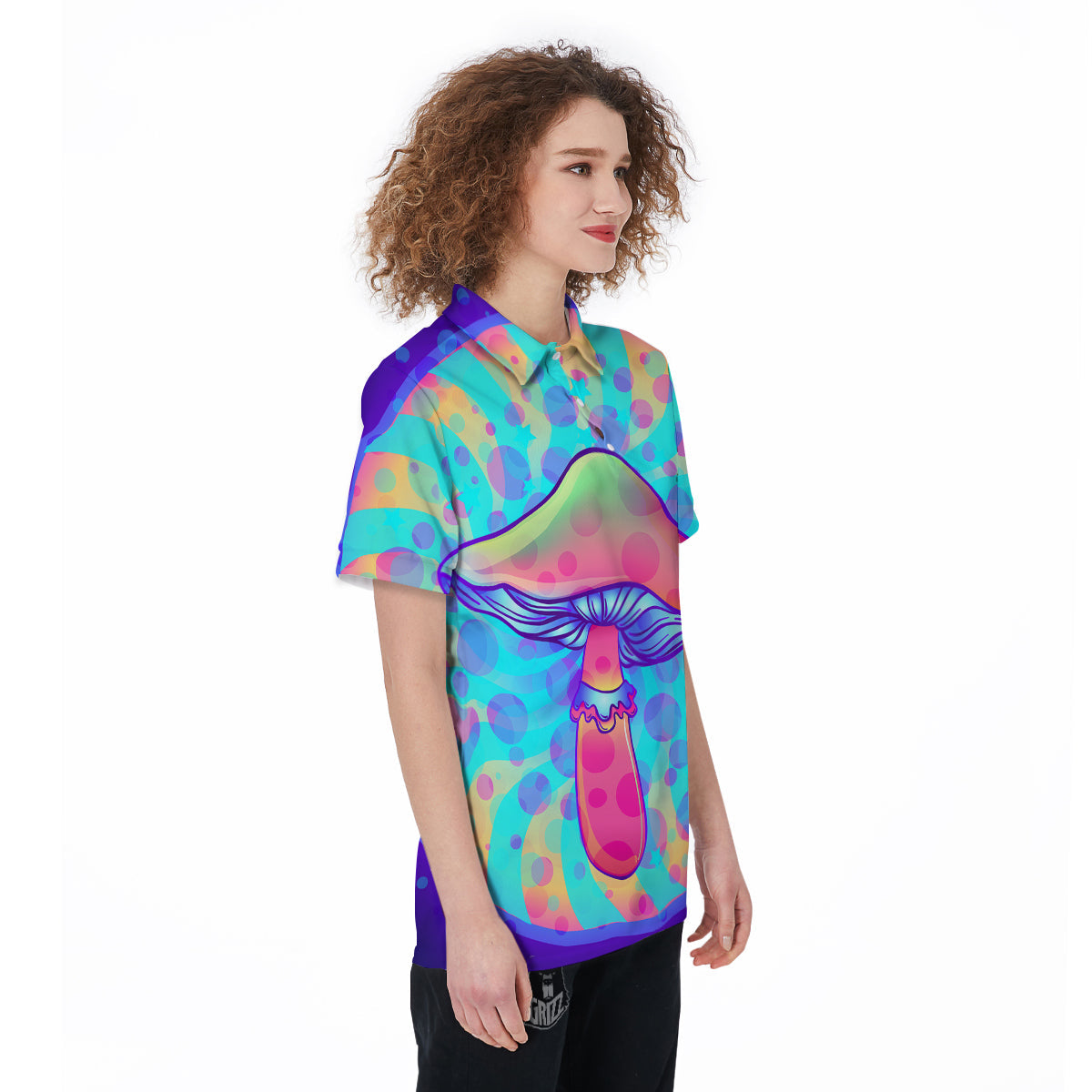 Mushrooms Psychedelic Print Women's Golf Shirts-grizzshop