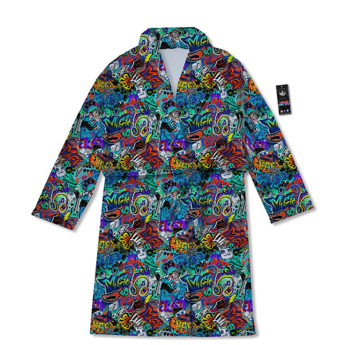Music Abstract Print Pattern Bathrobe-grizzshop