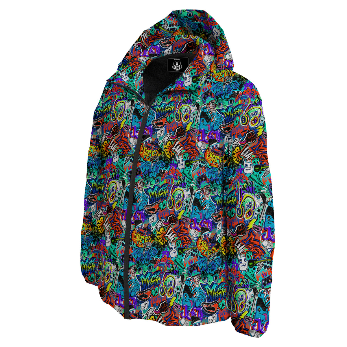 Music Abstract Print Pattern Down Jacket-grizzshop