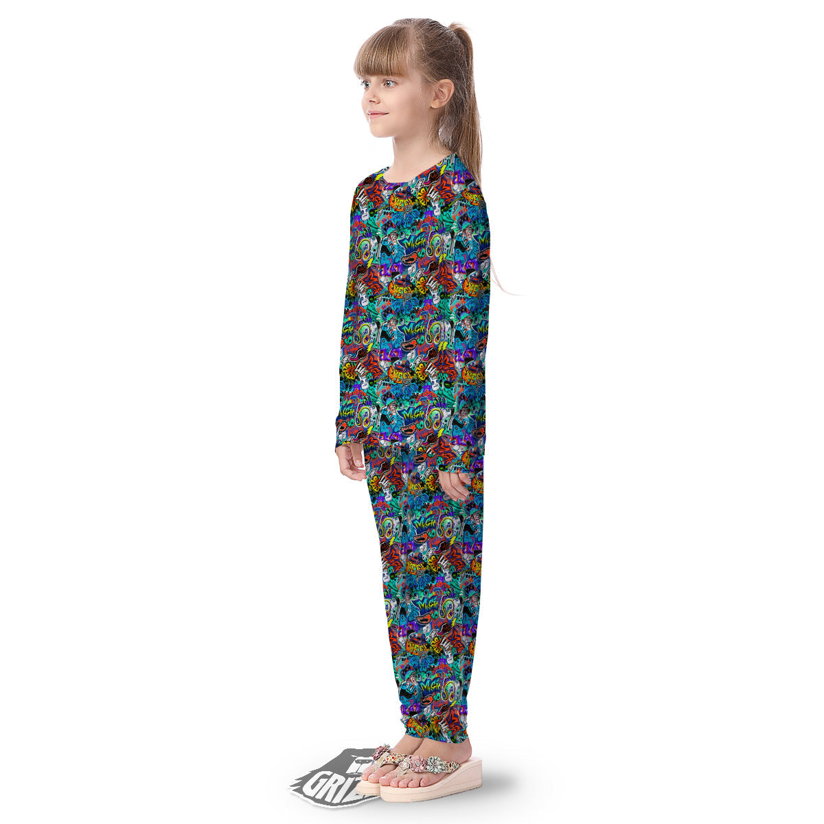 Music Abstract Print Pattern Kid's Pajamas-grizzshop