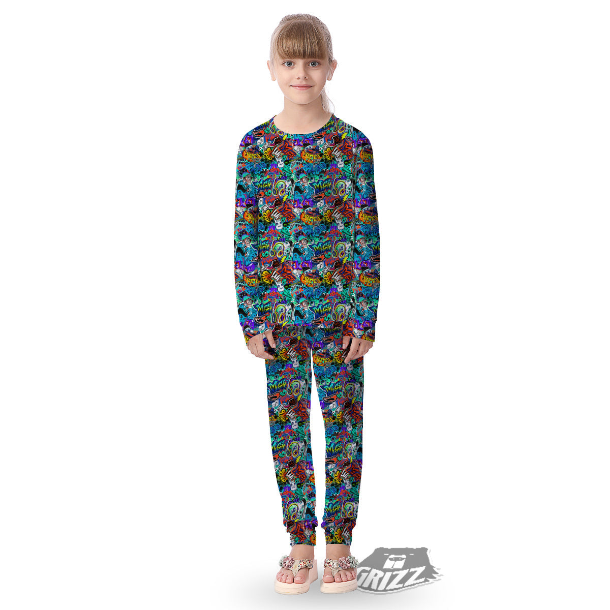 Music Abstract Print Pattern Kid's Pajamas-grizzshop