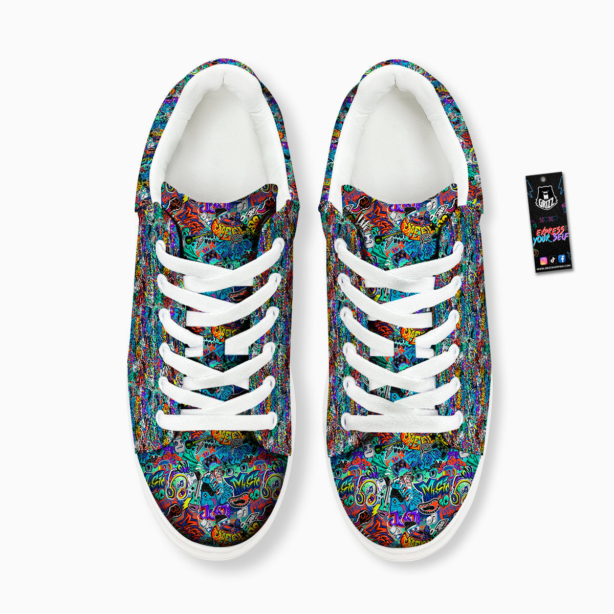 Music Abstract Print Pattern Platform Shoes-grizzshop