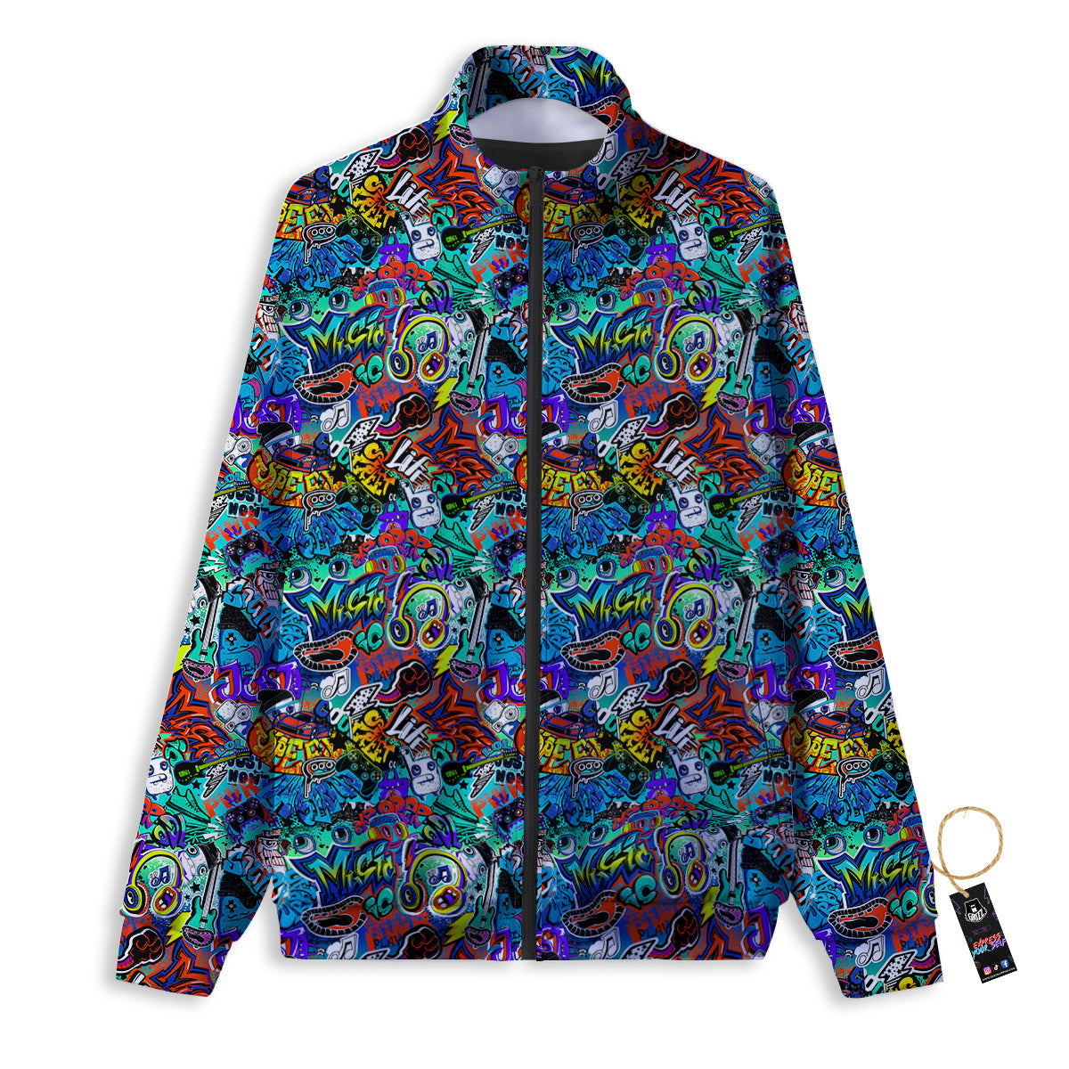 Music Abstract Print Pattern Track Jacket-grizzshop