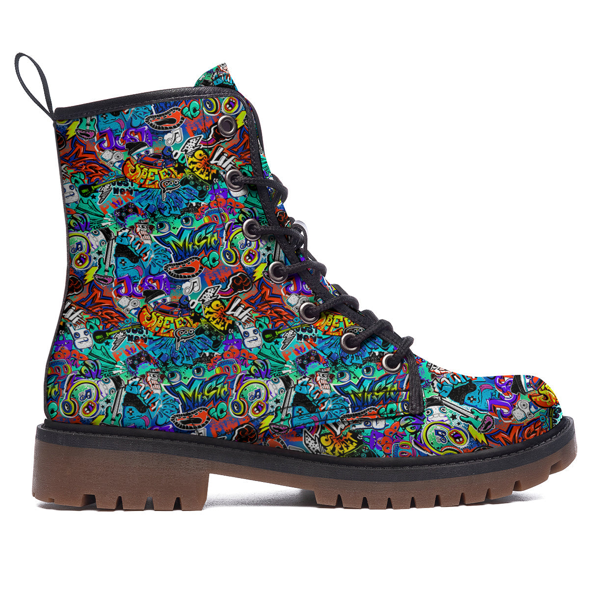 Music Abstract Print Pattern Work Boots-grizzshop