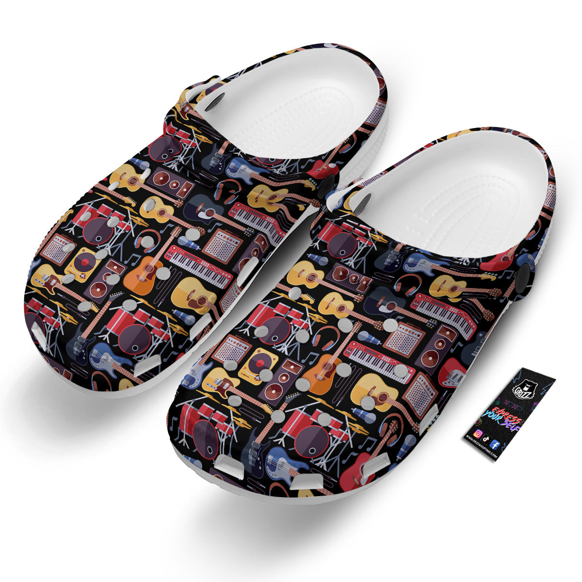 Music Instruments Print Pattern Clog-grizzshop