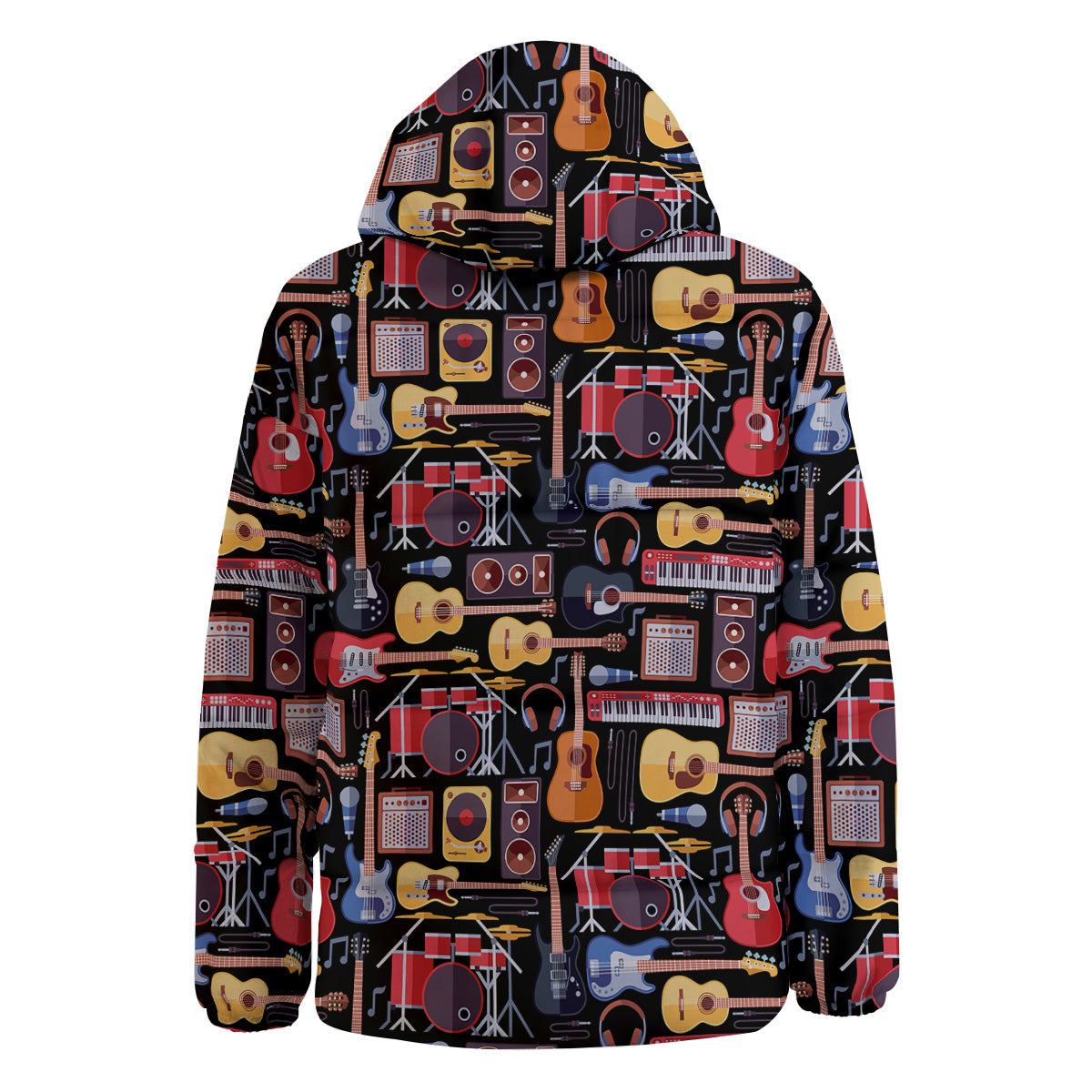 Music Instruments Print Pattern Down Jacket-grizzshop