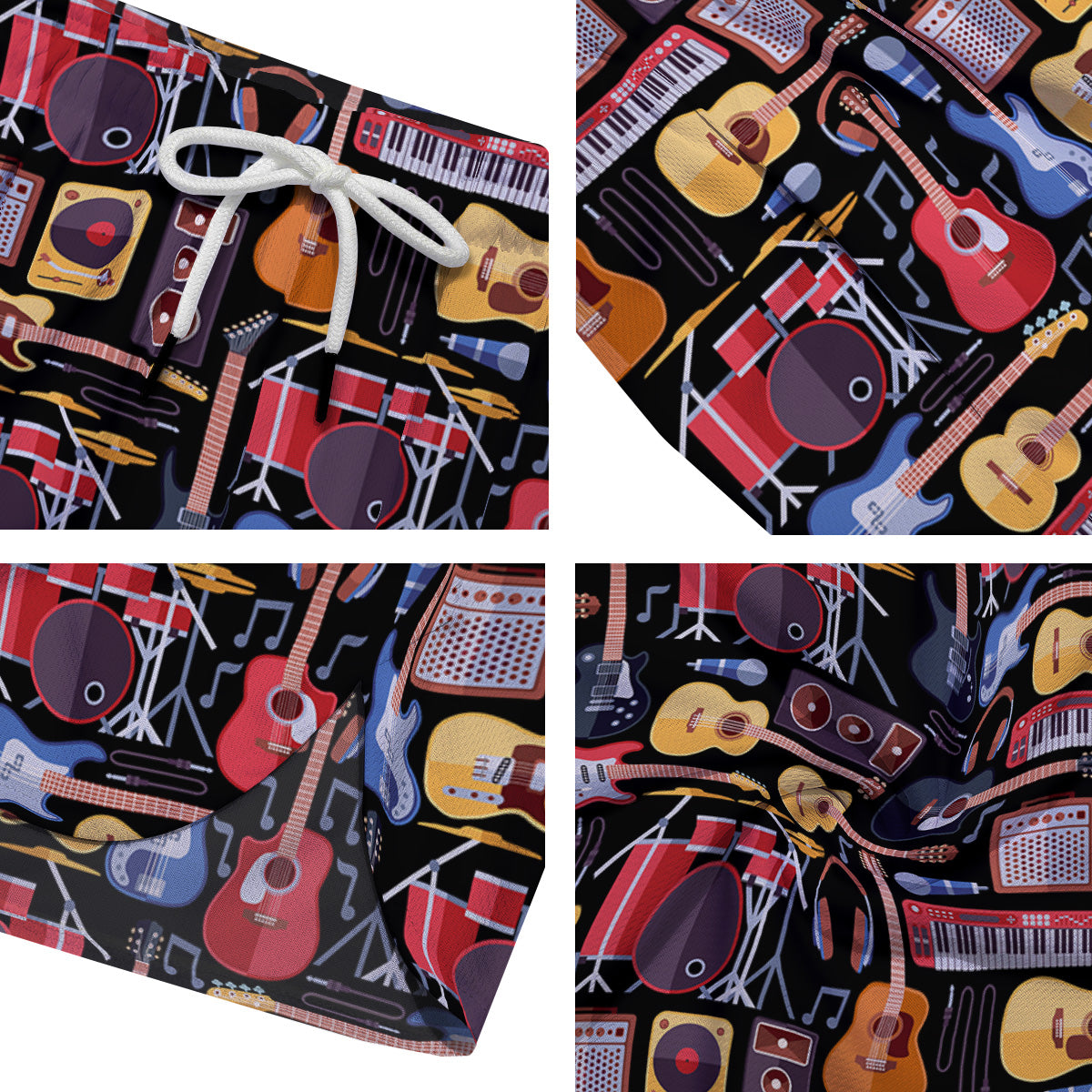Music Instruments Print Pattern Men's Running Shorts-grizzshop