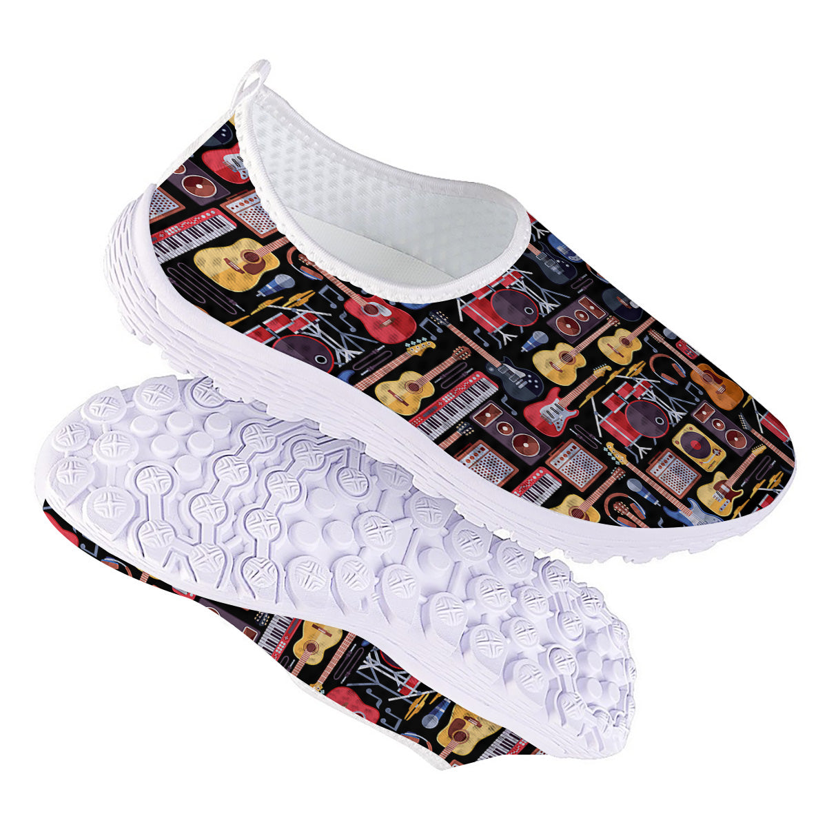 Music Instruments Print Pattern Nurse Shoes-grizzshop