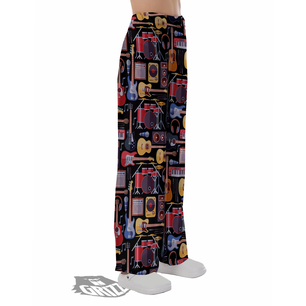 Music Instruments Print Pattern Pajama Pants-grizzshop