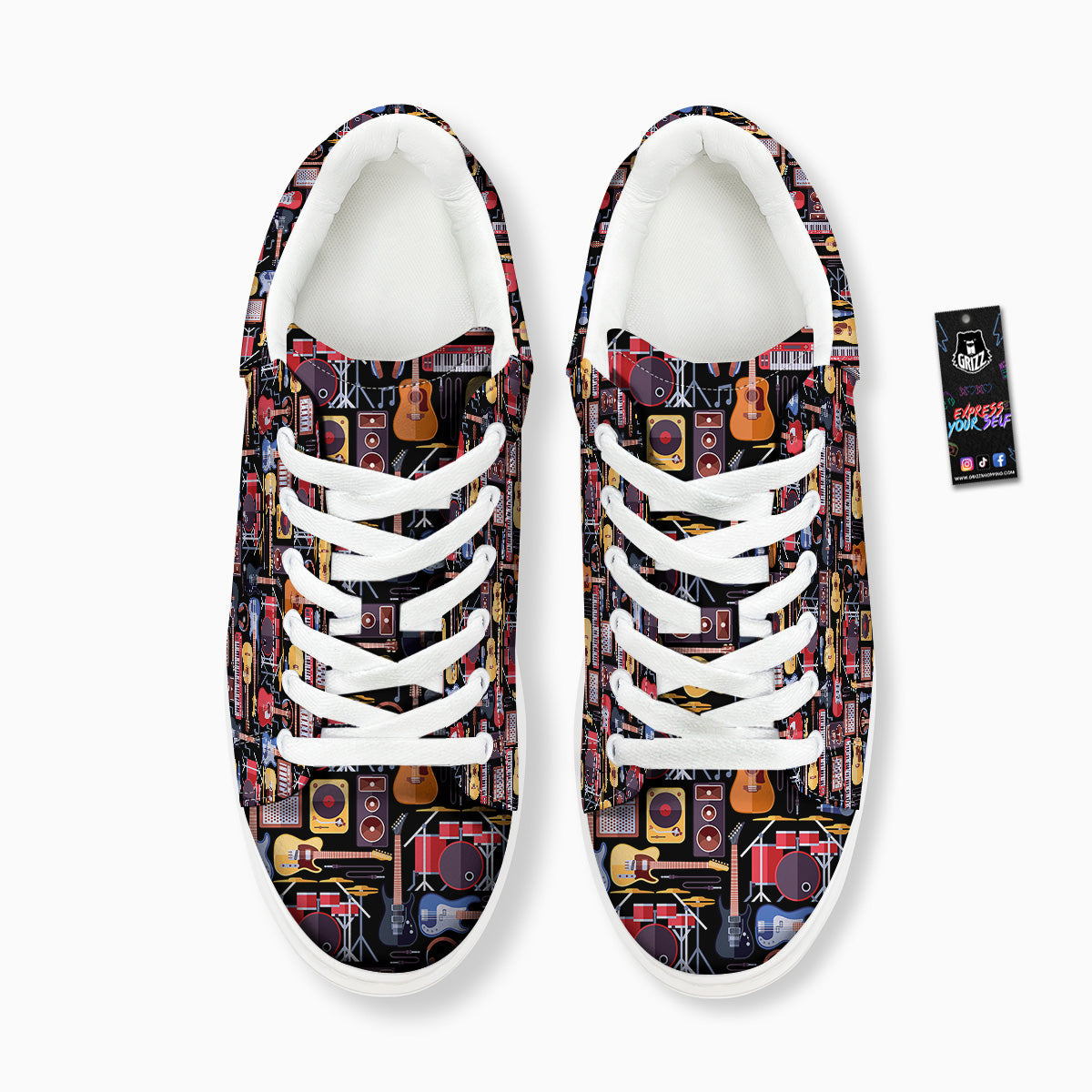 Music Instruments Print Pattern Platform Shoes-grizzshop