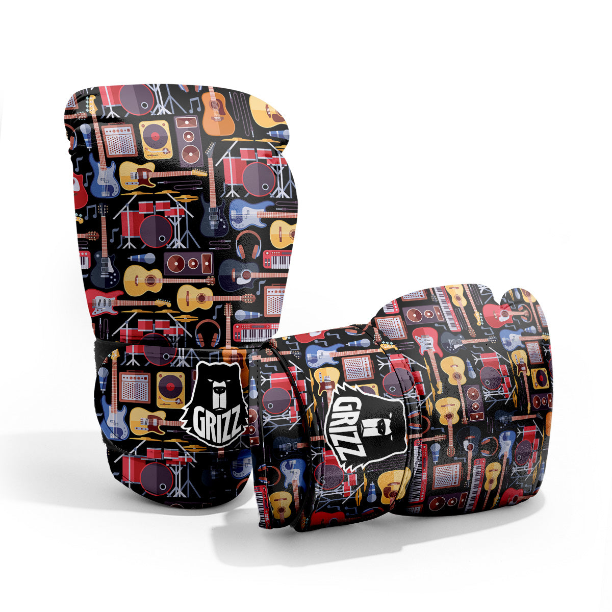 Music Instruments Print Pattern Sparring Gloves-grizzshop