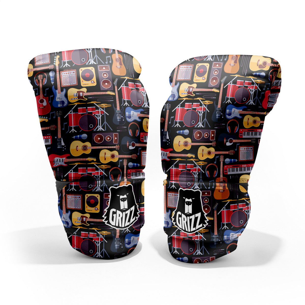 Music Instruments Print Pattern Sparring Gloves-grizzshop