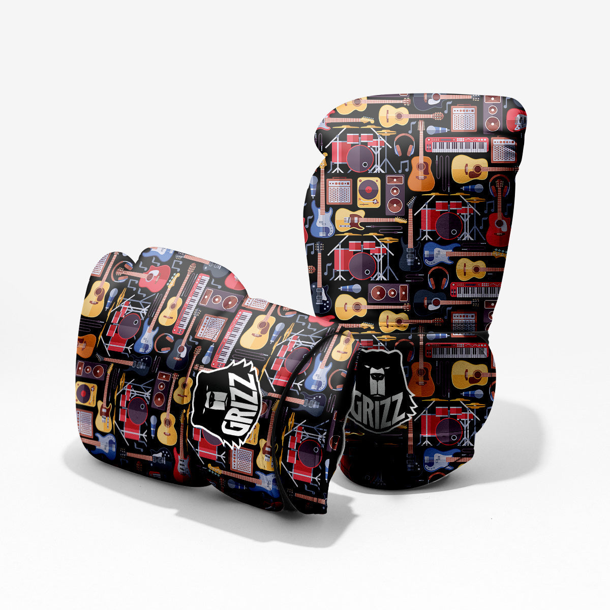 Music Instruments Print Pattern Sparring Gloves-grizzshop