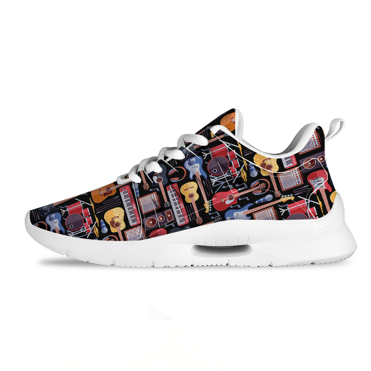 Music Instruments Print Pattern Tennis Shoes-grizzshop