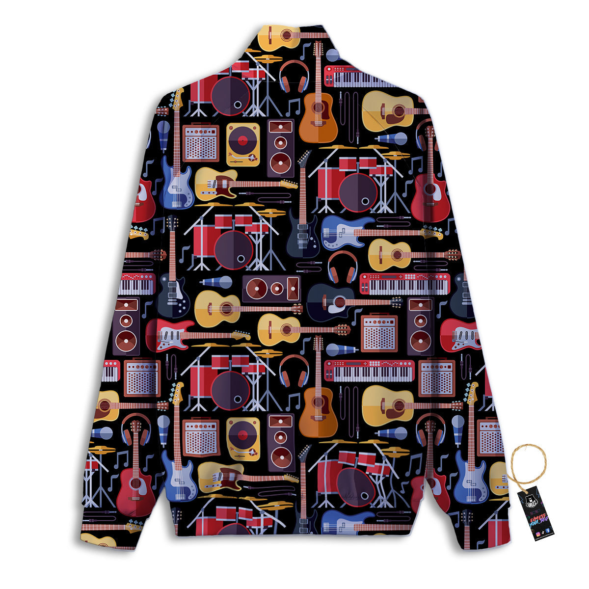 Music Instruments Print Pattern Track Jacket-grizzshop