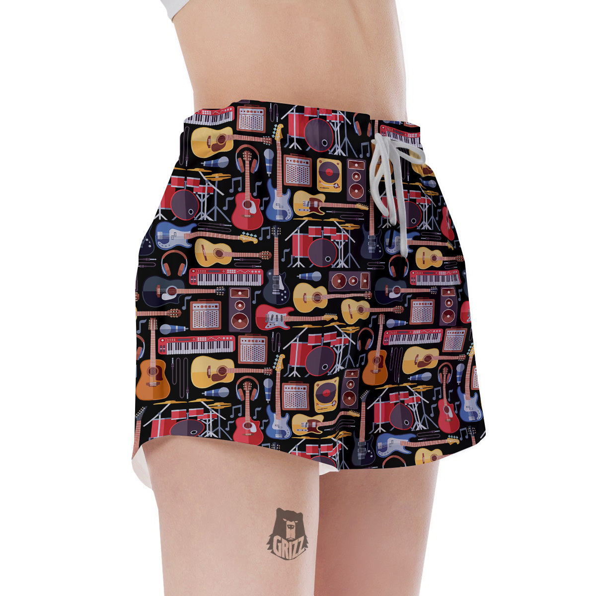Music Instruments Print Pattern Women's Shorts-grizzshop