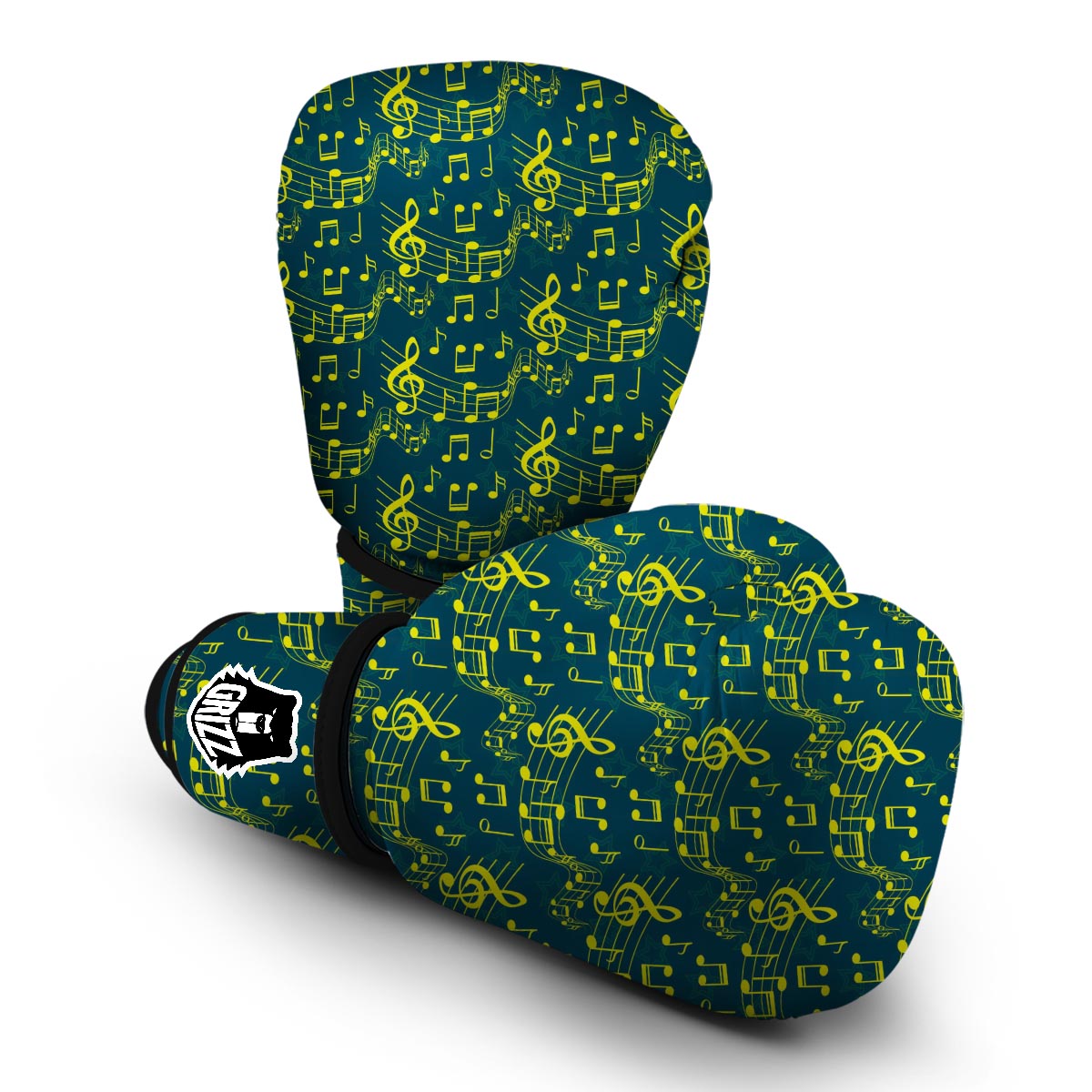 Music Note Pattern Print Boxing Gloves-grizzshop