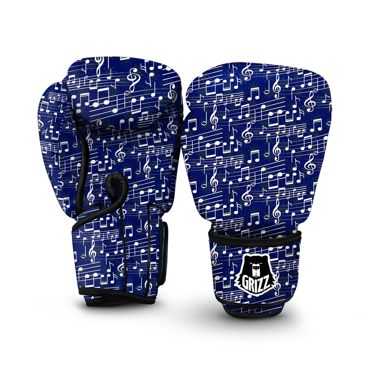 Music Note Print Pattern Boxing Gloves-grizzshop