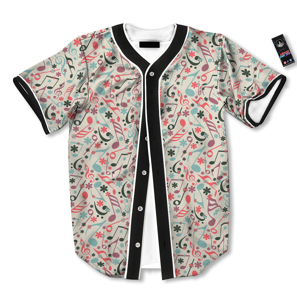 Music Notes Cute Print Pattern Baseball Jersey-grizzshop
