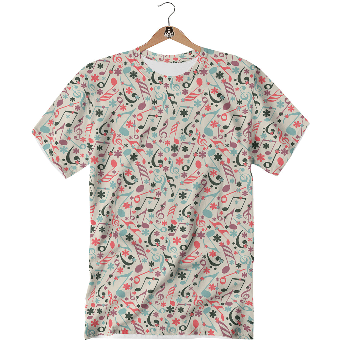 Music Notes Cute Print Pattern T-Shirt-grizzshop
