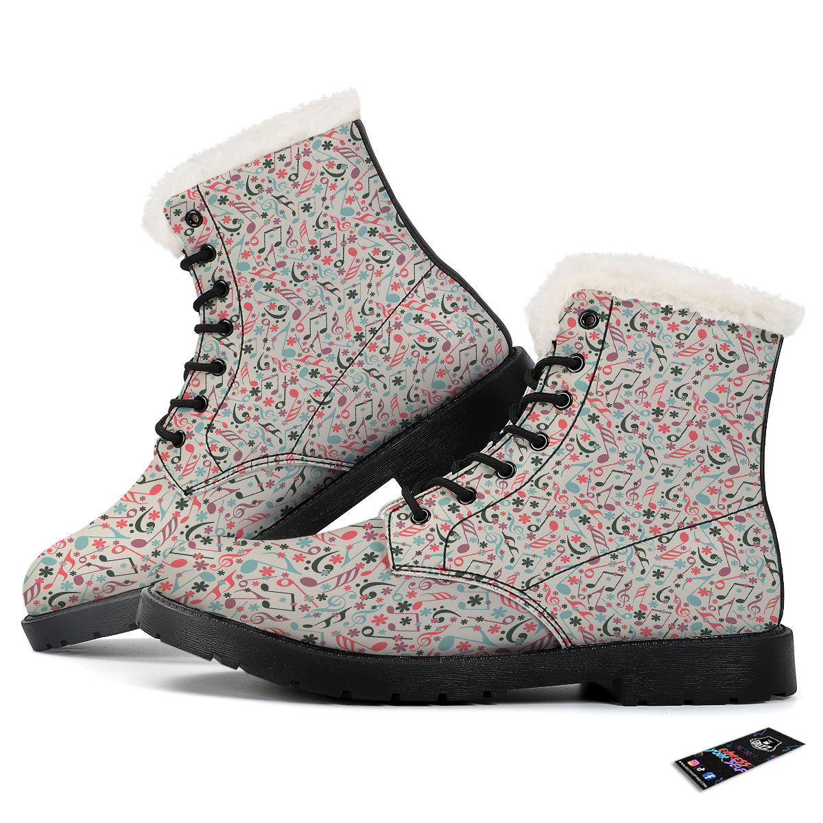 Music Notes Cute Print Pattern Winter Boots-grizzshop