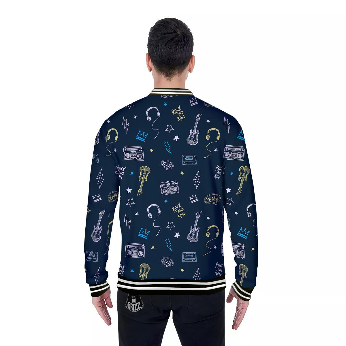 Music Rock And Roll Print Pattern Baseball Jacket-grizzshop