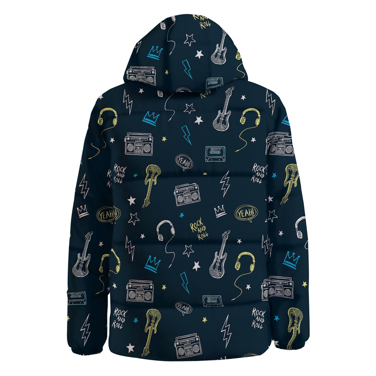 Music Rock And Roll Print Pattern Down Jacket-grizzshop