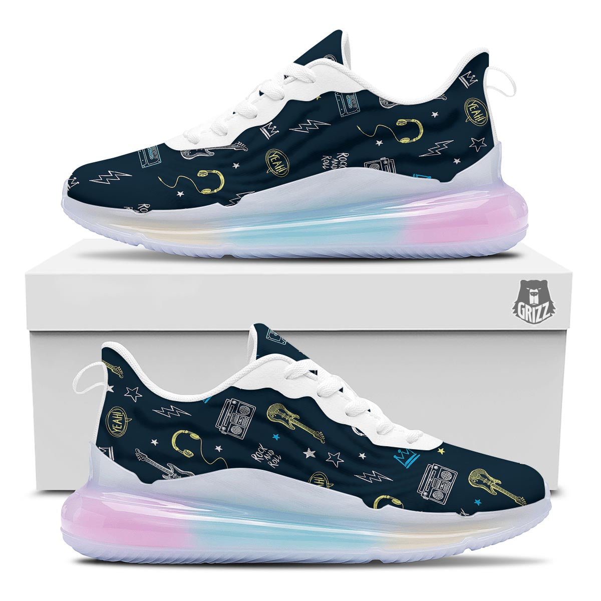 Music Rock And Roll Print Pattern Running Sneakers-grizzshop